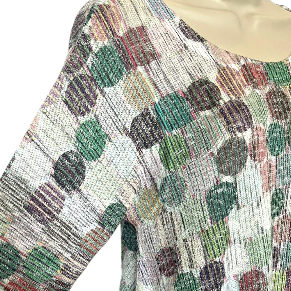 Inoah Mosaic Top Knit Tunic Size M Geometric Pattern Wam Tones - Picture 3 of 10